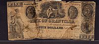 Granville, OH 1861 $5, Bank of Granville, Granville Alexandrian Society